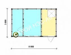 Бытовка-хозблок-020 с террасой размер 3,0х8,0 - 0
