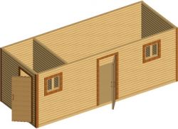 Деревянная строительная бытовка БДЭоМ-005 размер 2,3х6,0 без тамбура с 2-мя входами - 0