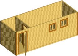 Деревянная строительная бытовка БДЭоМ-003 размер 2,3х6,0 с тамбуром - 0
