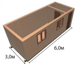Бытовка дачная деревянная-055 размер 3,0х6,0 (блок-хаус) - 0