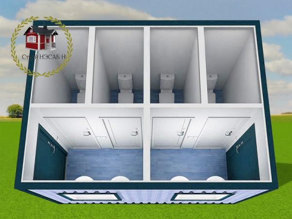 Санитарный блок-контейнер БКс-010 2,5 х 5,0 (Туалет на 4 места)