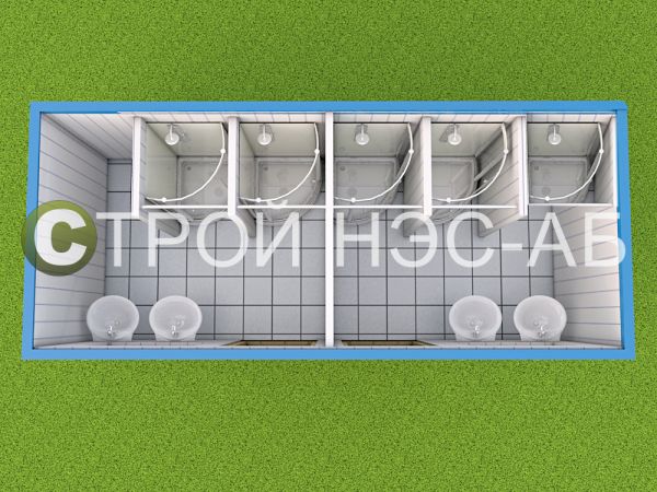 Санитарный блок-контейнер БКс тип №13 «ДУШЕВАЯ-2» 2,5 х 6,0 на 5 мест